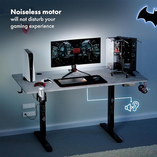 Image of ARTIKEL Artidesk Eco Electric Height Adjustable Table for Office Work & Home-Sit Stand Gaming Desk 80kg Load, Cup Holder, 2 Hooks,Cable Organizer 2Split Tabletop (Rock, 120x60 CM)