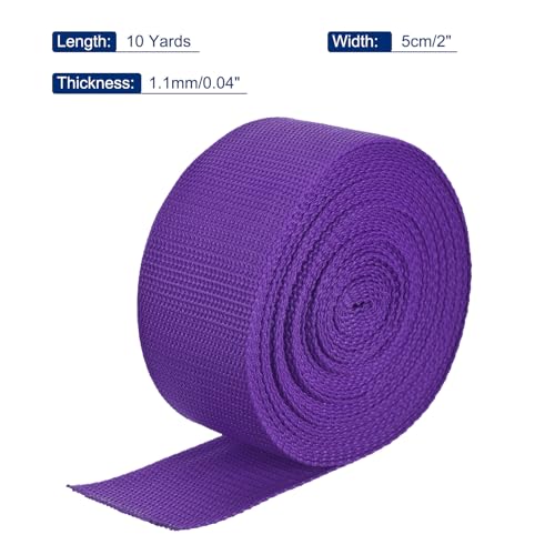 Image of MECCANIXITY Lightweight Polypropylene Webbing Strap 2 inch 10 Yard Backpack Strapping Band Dark Purple for Outdoor Luggage Cargo Straps