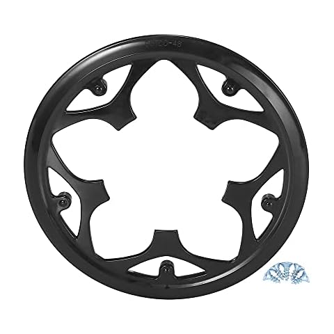 X AUTOHAUX 48 Zähne 9,5 cm 5 Löcher Fahrrad Kurbelgarnitur Kettenradabdeckung Schutz Kettenrad Schutzhülle Schwarz Cover