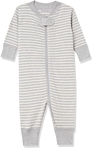 Moon and Back by Hanna Andersson Baby One Piece Footless Pajamas, Gray Stripe, Newborn