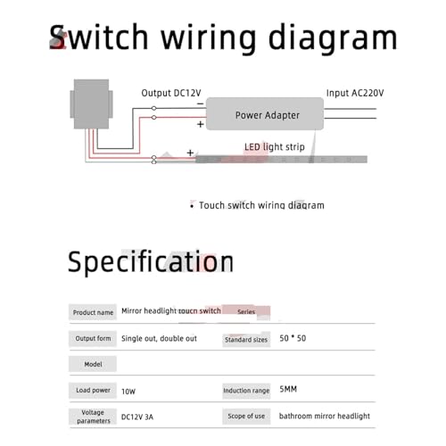 Interrupteur tactile pour miroir LED évitant les traces de doigts