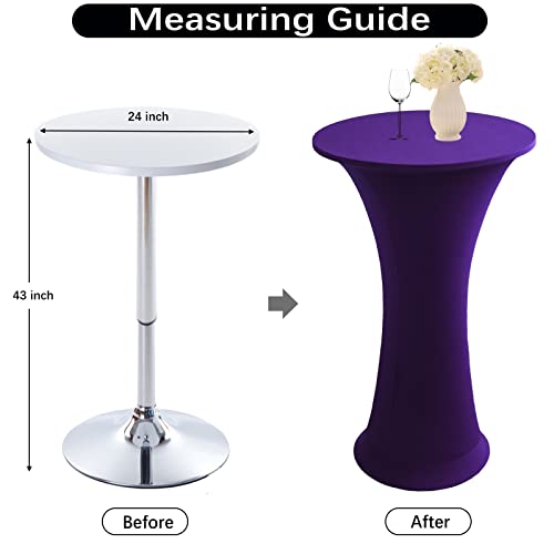 Image of Cocktail Table Covers - 2 Pack 24 inchx43 inch Fitted Highboy Table Cloth - Purple