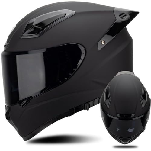 LLNWDNB Casco de Motocicleta de Fibra de Vidrio Homologado Según ECE 22.06 Modular Integrado Integral Abatible con Doble Visera Apto para Adultos Hombres Mujeres B1,XL59-60CM