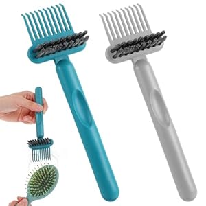 2 Pack 2-in-1 Hair Brush Cleaner, Comb Remover Tool, hair brush cleaner tool brush cleaner tool for Home, Salon Removal Hair Dust (Gray, Dark Green) (Gray, Dark green)