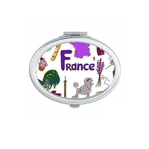 Petit miroir de main illustré France, un cadeau mignon unique