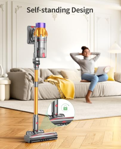 Image of Cordless Vacuum Cleaner, 650W 55KPA 70Mins Cordless Stick Vacuum Cleaner with Self-Standing, Touch Screen, Anti-tangle Vacuum Cordless, Vacuum Cleaners for Home,Carpets,Hardwood,Pet Hair(X7A Pro)