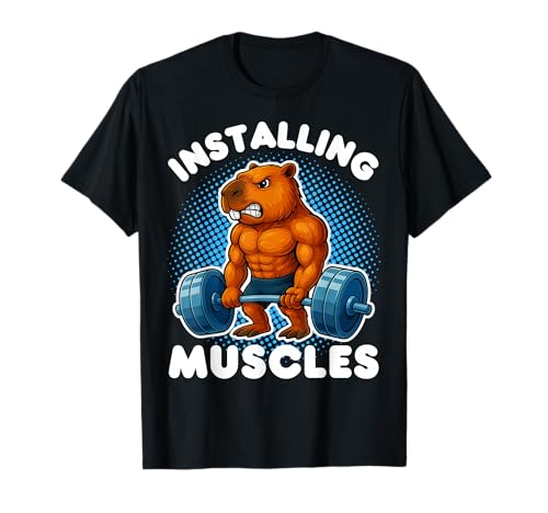 Installing Muscles Capybara Weightlifting Fitness Gym T-Shirt
