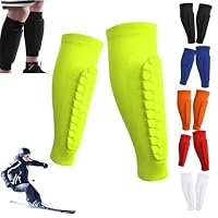Protège-Tibias Ski – 1 Paire – Structure Nid D’Abeille – Élastique Respirant – Longue Protection – Multisports