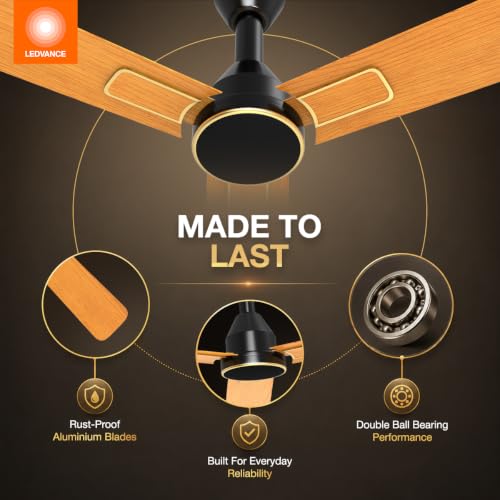 Image of LEDVANCE Aero Master Maxx Bldc Fans Ceiling 1200mm With Remote | Ceiling Fan for Living Room | 5 Star Ceiling Fan | 50% Energy Saving | 100% Copper Winding | Reverse Mode | 3 Yr Warranty- Wooden Black