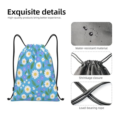Daisies Blue Green Drawstring Backpack Bags Gym Sport Sack Drawstring Bag For Sport Camp Travel Dance4
