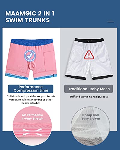 Image of maamgic Mens 5 Inch Stretch Swimming Shorts Compression Liner Swim Trunks Swimwear Bathing Suits Beach Wear Swim Suits