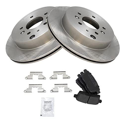 Image of TRQ Rear Brake Pad and Rotor Set Semi Metallic Vented Rotors