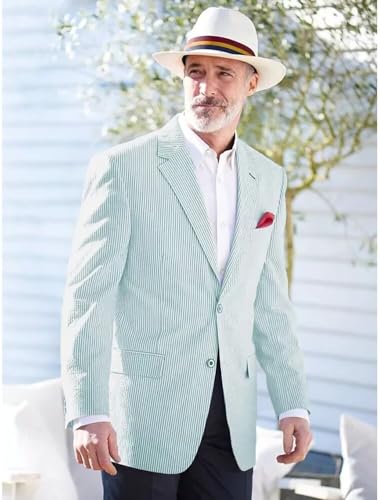Seersucker Men's Blazer Lightweight Sport Coat and Blazers Solid Casual Two Botton Suit Jackets for Men4