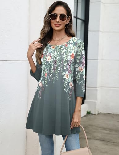 Image of Zeagoo Women Tops 3 /4 Sleeve Dressy Casual Plus Size Tunics Loose Blouses