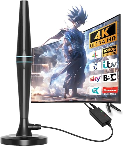 Amplified Indoor TV Antenna - for Smart TV & Local Channels, Supports 4K & HDTV, Includes 14.8ft Coax Cable