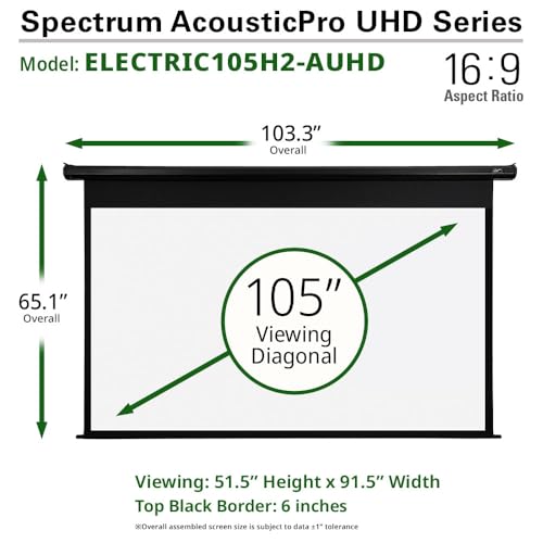 Image of Elite Screens Acoustically Sound Transparent Spectrum Electric AcousticPro UHD,105-INCH Motorized Projector Screen Swift-RC1 Remote Kit Moire-Free Perforated Weave Home Cinema, ELECTRIC105H2-AUHD