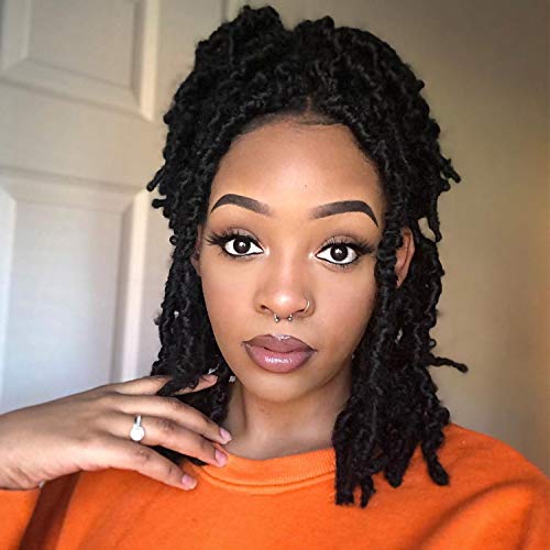 12inch 6packs Butterfly Locs Crochet Hair Distressed Locs Pre Looped Crochet Hair Synthetic Braiding Hair Extensions (12 inch, 1B) … … …