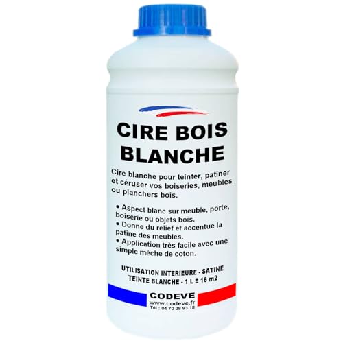 Cire Bois Blanche - Codeve Bois - 1L - Intérieur - Pour L'entretien D'une Boiserie, Lambris, Plinthe, Poutre Ou Meuble En Bois.