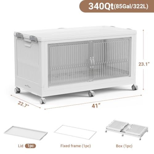 Image of BROVIEW 340Qt Stackable Storage Bins with Lid for Home Dorm, 1Pack White