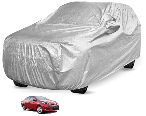 Image of Auto Hub Waterproof Car Cover Compatible with Yaris with Mirror Pocket, Soft Cotton Lining, Waterproof Yaris Car Cover- Metallic Silver