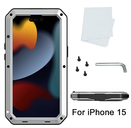 Marrkey for iPhone 15 Case Heavy Duty Metal Shockproof Tough Armour Silver by Marrkey - Used condition - Image 6