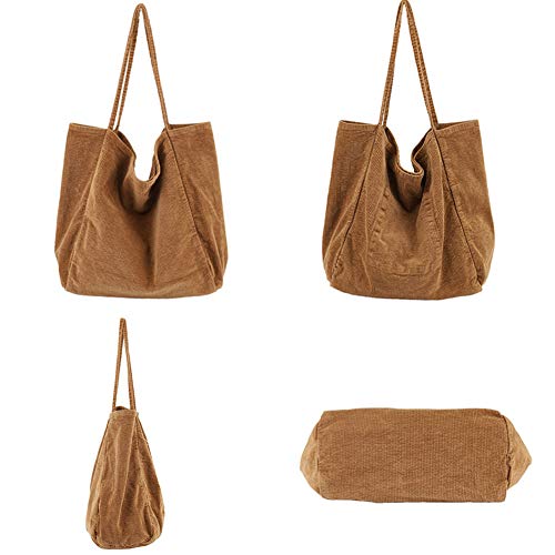 Bolso tipo tote hombro de pana para mujer miniatura 3