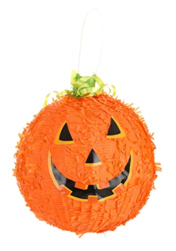 Small Halloween Pumpkin Pinata for Parties & Fiesta Decoration, Spooky Creepy Birthday Orange Display Standard