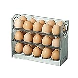 Diseño de 3 capas: cada capa de recipiente de almacenamiento de huevos tiene capacidad para hasta 10 huevos, 3 capas diseñadas para ayudar a maximizar tu espacio y proporcionar 30 huevos de capacidad máxima.
