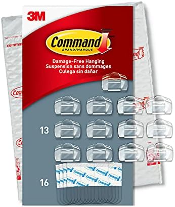 Command Round Cord Clips, Damage Free Hanging Cable Clips, No Tools Wall Clips for Hanging Electrical Cables, 13 Clear Cord Clips and 16 Command Strips