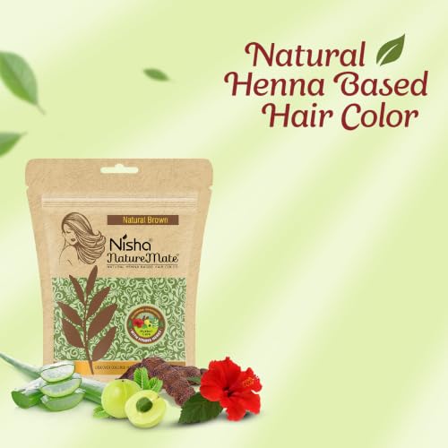 Image of Nisha Hair Colour for Women - Natural Brown, 45g, Pack of 3 | Pure Henna-Based Powder | Long-Lasting Herbal Formula | Reduces Hair Fall & Damage | Ammonia-Free