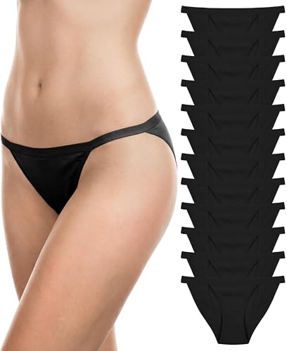 Image of Sexy Basics Womens String Bikini Briefs | 100% Cotton | No Show Underwear | Multi Packs & Colors