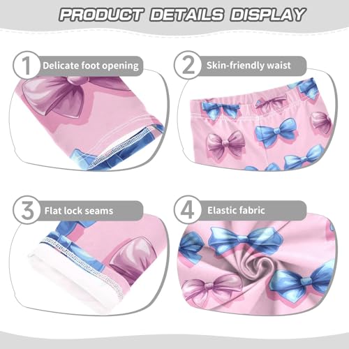 Girls Leggings Pink Blue Bows Soft Toddler Leggings for Girls Kids Pants Size 4T-10T3