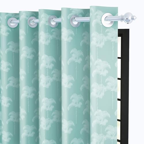 Image of Story@Home Window Curtains 5 Feet Long Set of 1 | Room Darkening Curtain | Floral Printed | Thermal Insulated Curtain for Living Room | (116 X 152 Cm, Aqua & White) | Perfect for Home Decor
