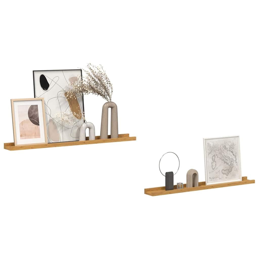 Regał ścienny zestaw 2 sztuk, beżowy materiał drewnopochodny, 80 x 9 x 3 cm, wiszący regał do salonu, sypialni, biura, uniwersalne regały ścienne do przechowywania