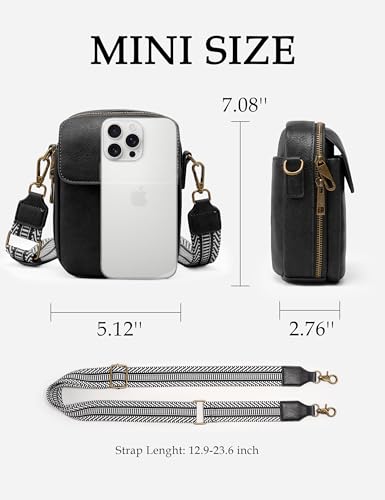 Image of Yarnic Small Crossbody Bag, Vegan Leather Cell Phone Purse for Women, Vintage Wallet Bag with Card Slots