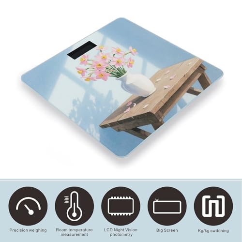 Báscula Digital para Baño con Vidrio Templado Rosa miniatura 3