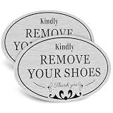 CARGEN 2 PACK Kindly Remove Your Shoes Oval Please Take Off Your Shoes No Shoes Sign Decal Sticker Home House Door Sign 6.3' x 3.8'