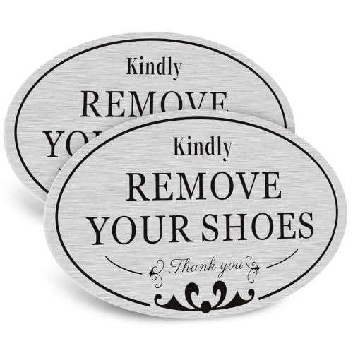 CARGEN 2 PACK Kindly Remove Your Shoes Oval Please Take Off Your Shoes No Shoes Sign Decal Sticker...