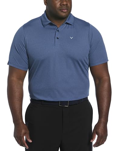 Callaway Men's Ventilated Classic Jacquard Short Sleeve Golf Polo, Stretch Seams, Moisture-Wicking (Available in Big & Tall), Peacoat, XX-Large Big Tall
