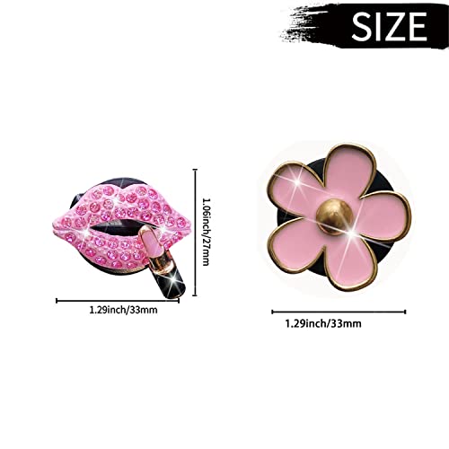 Image of Pink Lip & Daisy Air Vent Clips, 4 Pcs Bling Flower Car Air Fresheners Vents Clips Funny Car Diamond Car Interior Decor Bling Cute Car Accessories Car Decoration for Women +Sunflower Mask Hook