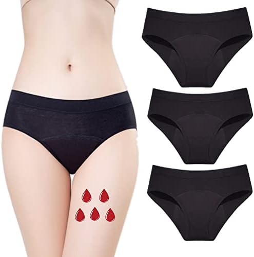 ZVZK Period Panties Heavy Flow Absorbent Women Leak Proof Panty Postpartum Pants Menstrual Underwear Teen (S,Black)