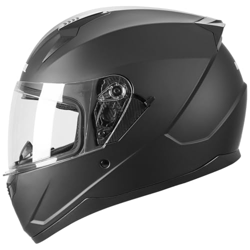 Integralhelm mit Sonnenblende | Motorradhelm Integralhelme | Motorradhelm Integralhelm Mofahelm ECE 22.06 | Kinn- & Kopfbelüftung | für Damen und Herren | Schwarz (XL)