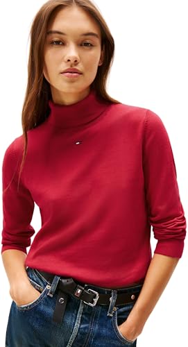 Tommy Jeans Damen Pullover Essential mit Rollkragen, Rot (Ruby Rhubarb), XXS – Ansicht 3