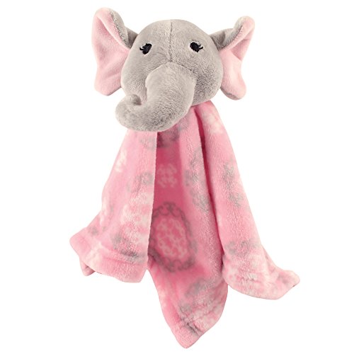 Image of Hudson Baby Unisex Baby Animal Face Security Blanket, Girl Elephant, One Size