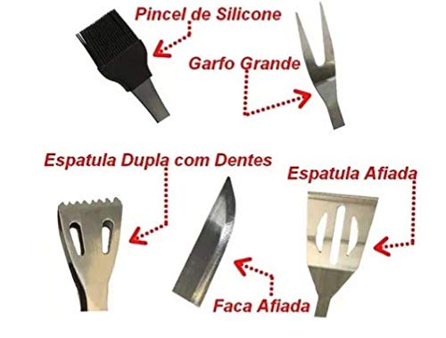 Kit Churrasco 6 peças - Maleta + 5 utensílios