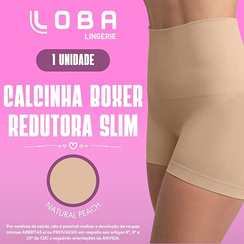 Calcinha Boxer Redutora Slim Sem Costura Short Modelador Loba by Lupo Feminina, Natural Peach, G