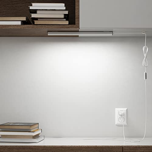 Image of ASOKO LED Under Cabinet Lighting USB Plug-in, Dimmable, 3 Color Temperature, 14.5 in, Under Counter Lights for Kitchen,Shelf,Cupboard, Under Desk Monitor Light Bar (Sliver, 14.5 inch-2 Pack)