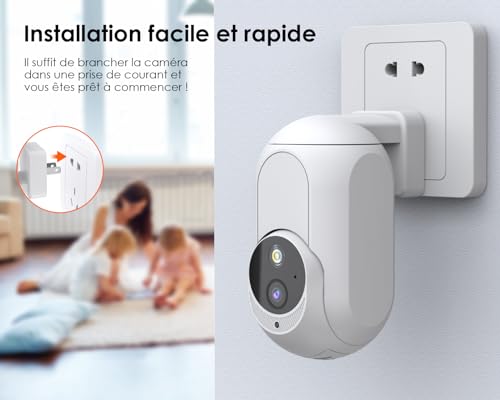 Panoraxy AI 2K Plug in Überwachungskamera innen, 360° WLAN IP kamera überwachung innen, Nachtsicht, Zwei-Wege-Audio, Bewegungserfassung, hundekamera mit app, Babyphone, kompatibel mit Alexa und Google – Bild 3