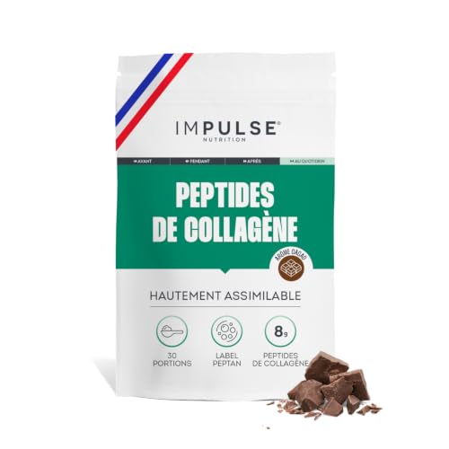 Impulse Nutrition - Peptides de Collagène Peptan 300g - Complément alimentaire sport avec Collagène Bovin - Articulations, Récupération, Peau & Tonicité - Goût Chocolat - Fabriqué en France