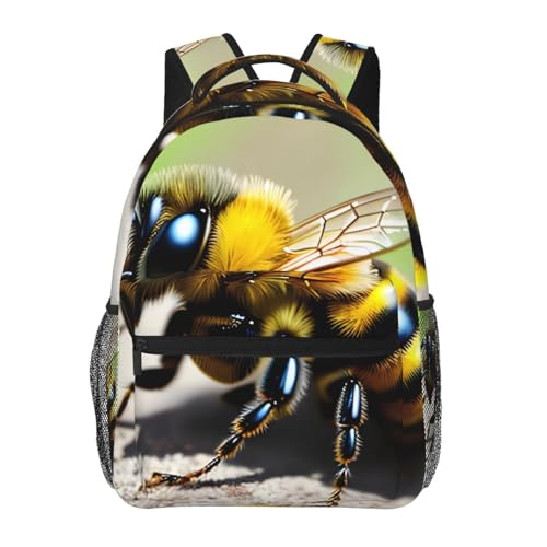 Mochila ligera para portátil con diseño de abejitas y organizador escolar resistente al agua